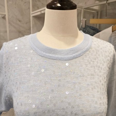 스팽글 라운드 니트