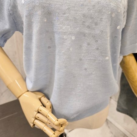 스팽글 라운드 니트