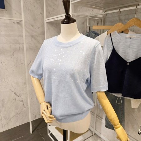 스팽글 라운드 니트