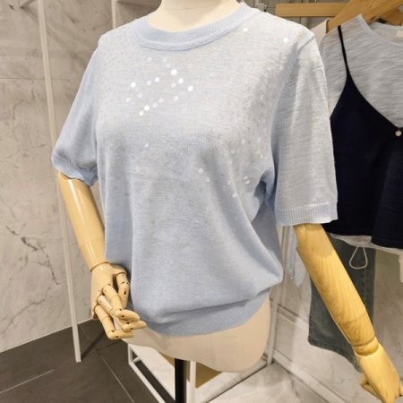 스팽글 라운드 니트