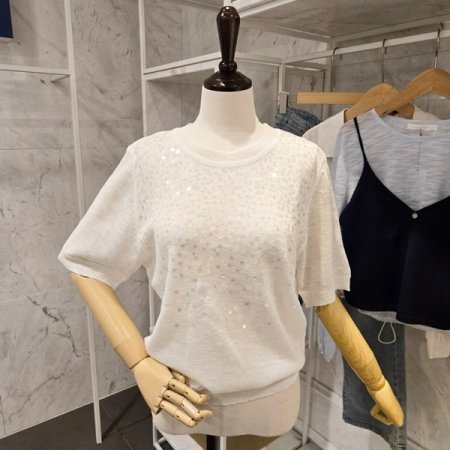 스팽글 라운드 니트