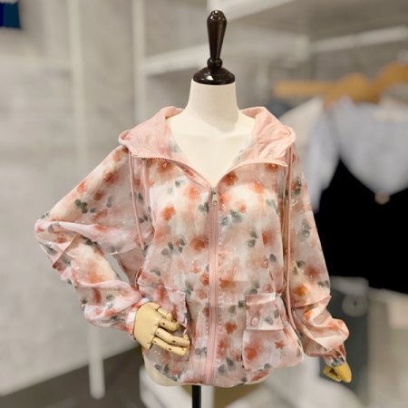 후드넥 플라워 집업점퍼