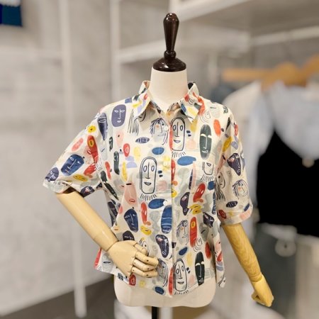 얼굴 프린트 셔츠