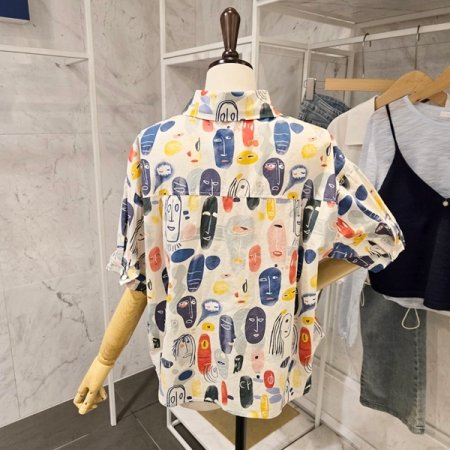 얼굴 프린트 셔츠