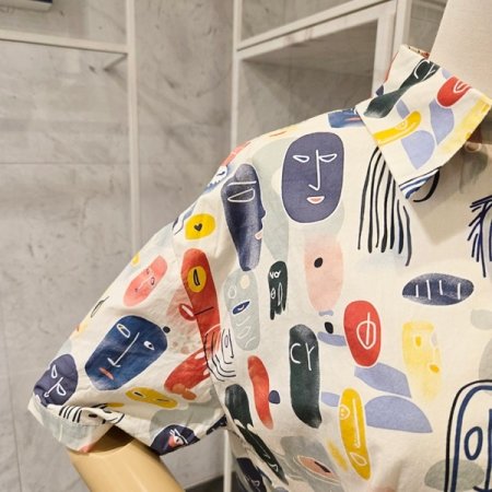 얼굴 프린트 셔츠