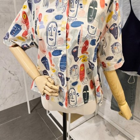 얼굴 프린트 셔츠