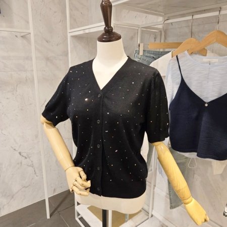 비즈장식 브이넥 가디건