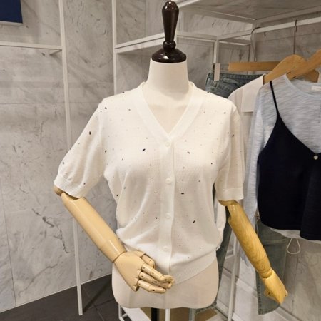 비즈장식 브이넥 가디건