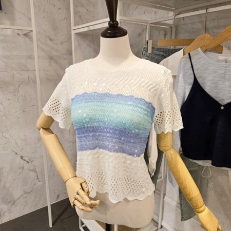 스팽글 물결 니트