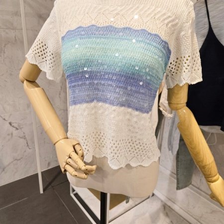 스팽글 물결 니트