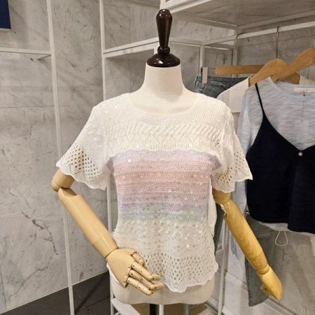 스팽글 물결 니트