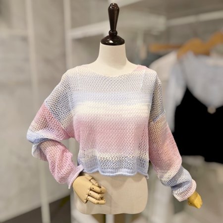 그물망 니트 끈 탑 세트