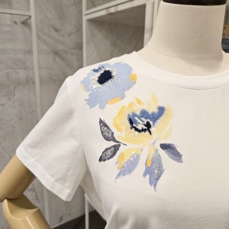 꽃 셔링 티셔츠