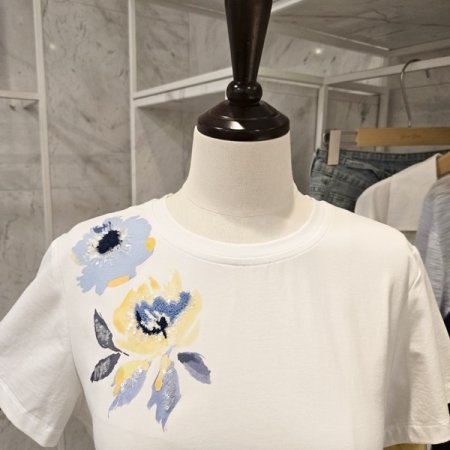 꽃 셔링 티셔츠