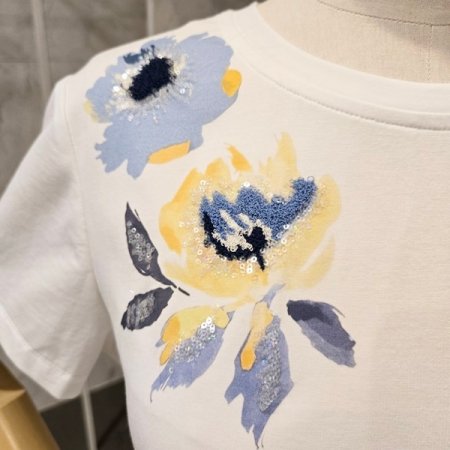 꽃 셔링 티셔츠