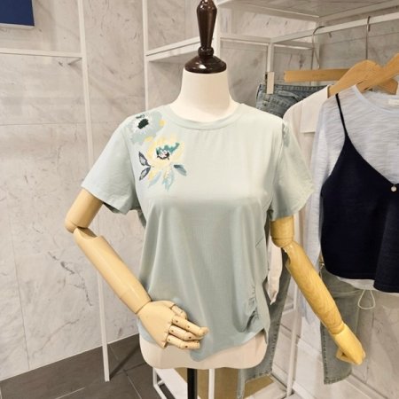 꽃 셔링 티셔츠