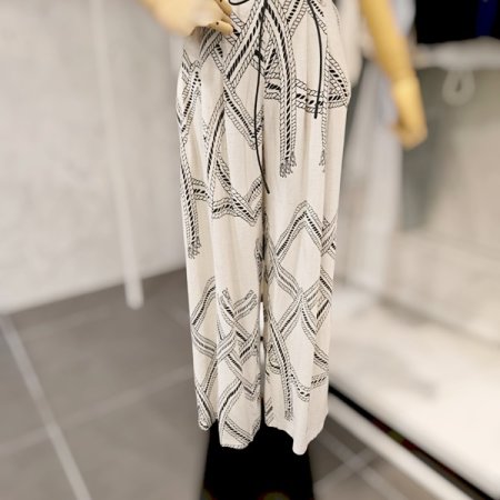 끈 프린트 와이드 팬츠