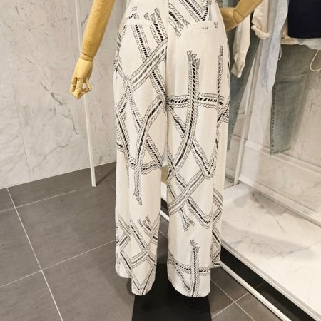 끈 프린트 와이드 팬츠