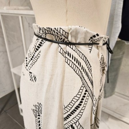 끈 프린트 와이드 팬츠