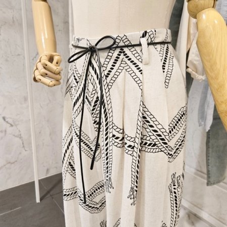 끈 프린트 와이드 팬츠