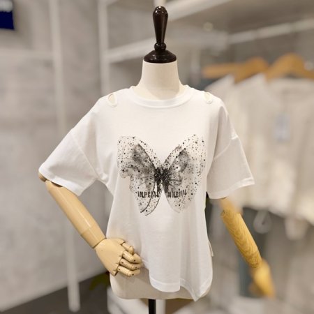 나비 트임 언발 티셔츠