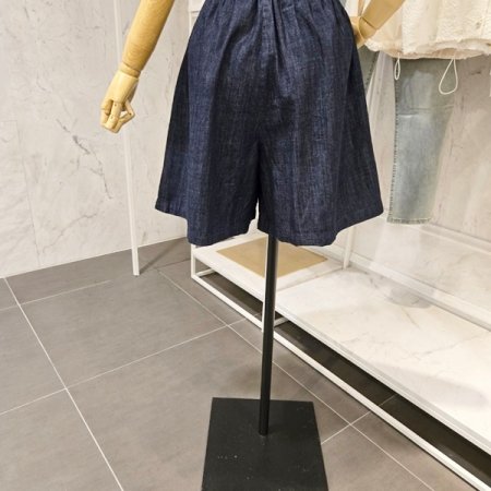 뒷 밴딩 핀턱 청 팬츠