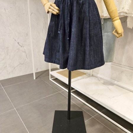 뒷 밴딩 핀턱 청 팬츠