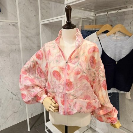 루즈핏 컬러플라워 집업점퍼