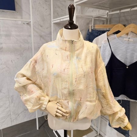 루즈핏 컬러플라워 집업점퍼