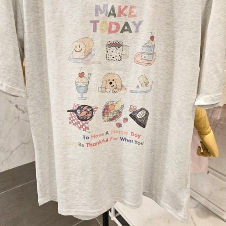 배색 프린트 반팔 티셔츠