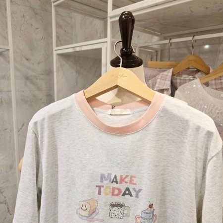 배색 프린트 반팔 티셔츠