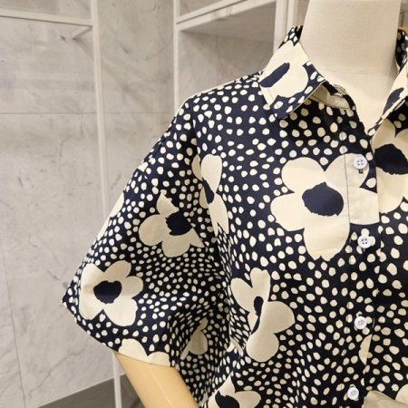 꽃 프린트 카라 셔츠