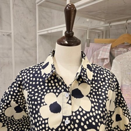 꽃 프린트 카라 셔츠