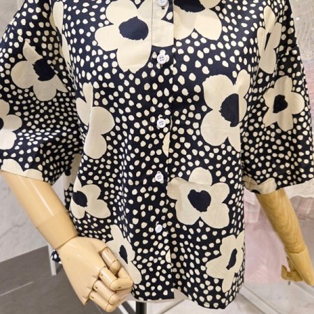 꽃 프린트 카라 셔츠