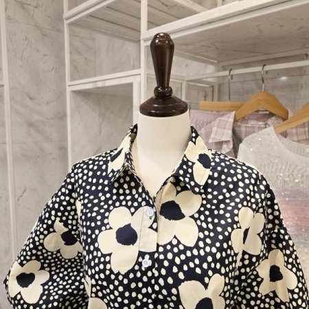 꽃 프린트 카라 셔츠