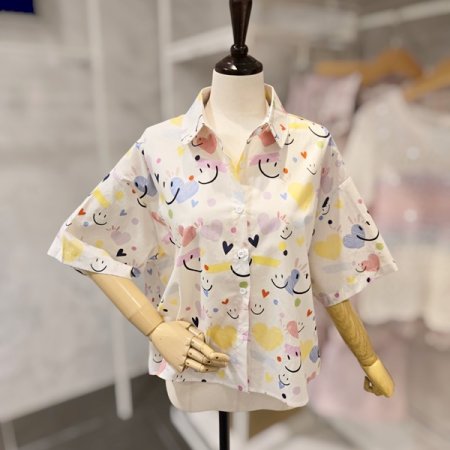 스마일 하트 카라 셔츠