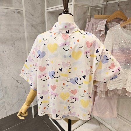 스마일 하트 카라 셔츠