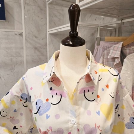 스마일 하트 카라 셔츠