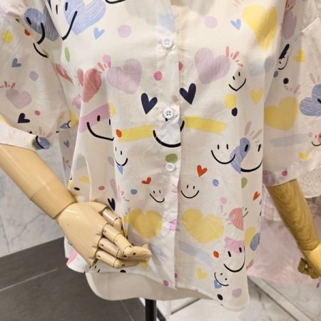 스마일 하트 카라 셔츠