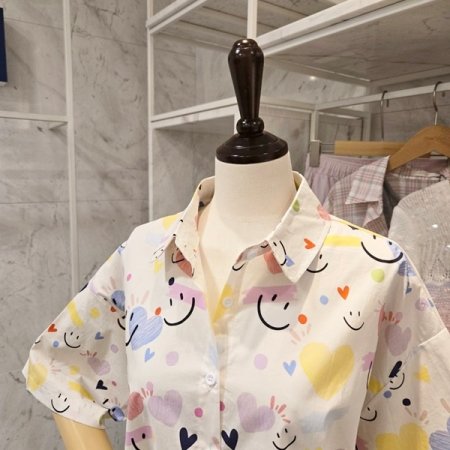 스마일 하트 카라 셔츠