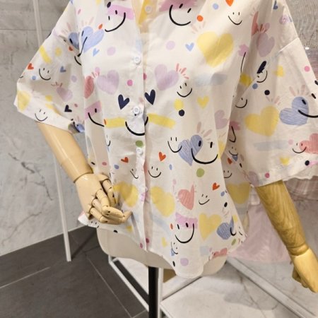 스마일 하트 카라 셔츠