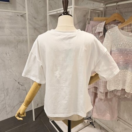 프린트 배색 반팔 티셔츠