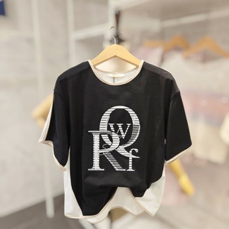 영문 배색 티셔츠