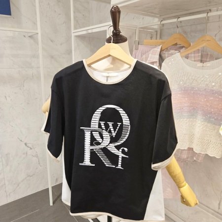 영문 배색 티셔츠