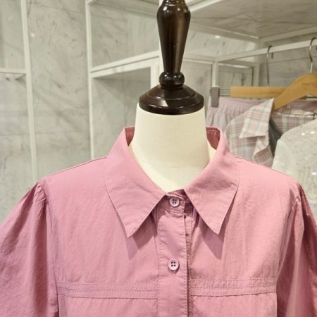 무지 반팔 카라 셔츠