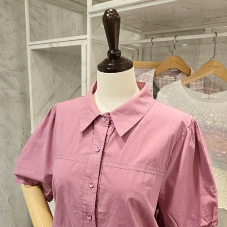 무지 반팔 카라 셔츠