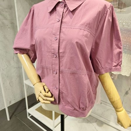 무지 반팔 카라 셔츠