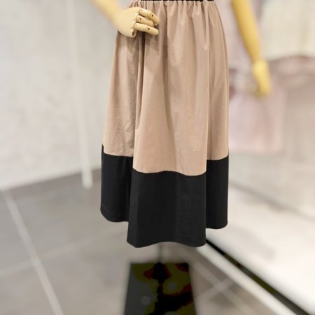 배색 밴딩 스커트