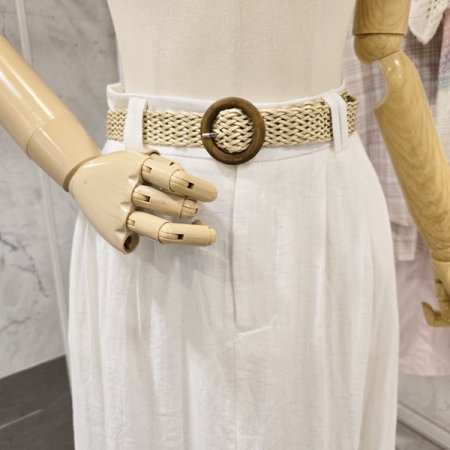 벨트 린넨혼방 스커트