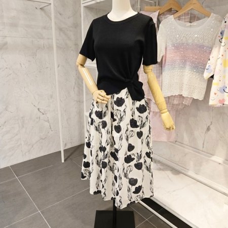 골지니트 플라워스커트 세트